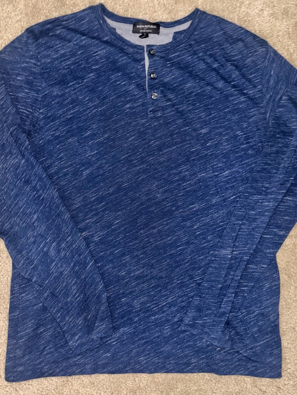 Banana Republic Men's Navy Heather Henley Long Sleeve